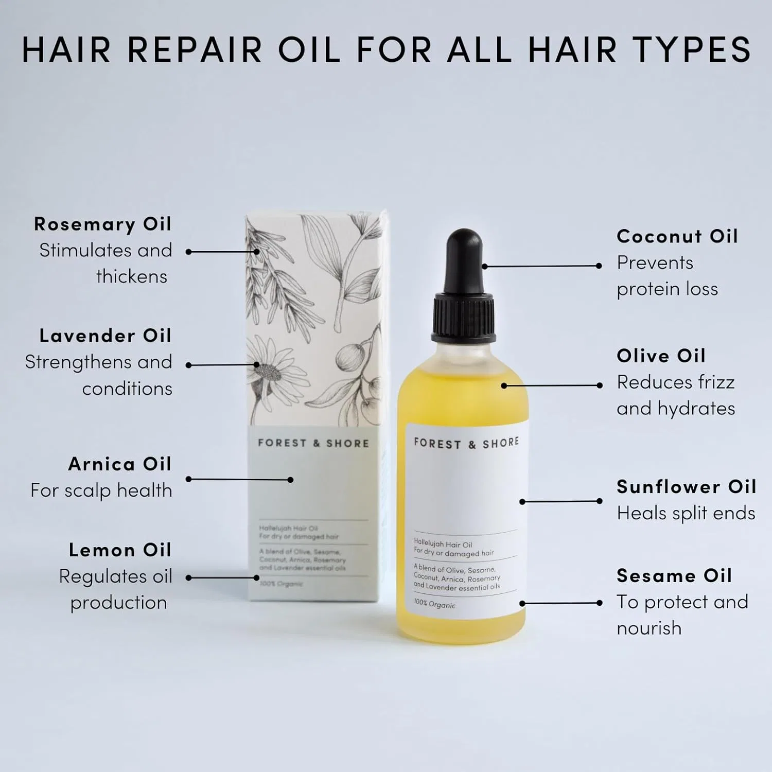 Органическое масло для волос Hallelujah Hair Oil, 100% натуральное Forest & Shore, Hallelujah — фото 4