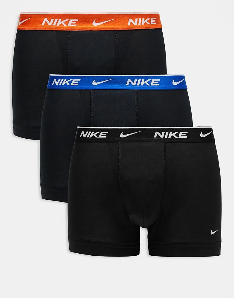 

Комплект из 3 трусов-боксеров Nike Everyday Cotton Stretch черного цвета с контрастными поясами