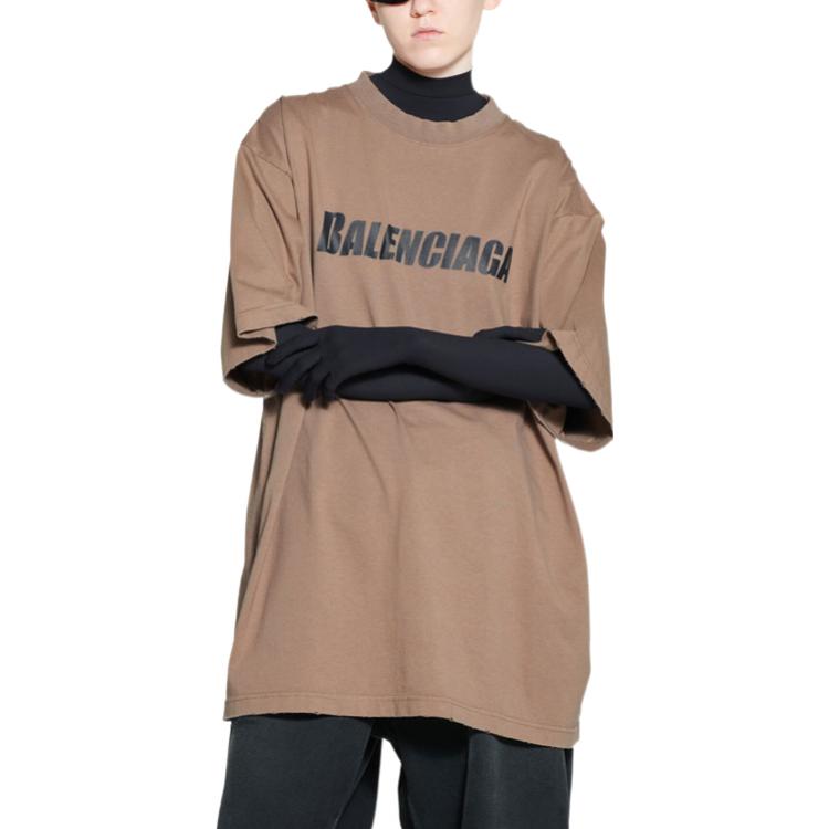 Футболка Boxy Fit Vintage Balenciaga, Светло-коричневая — фото 4