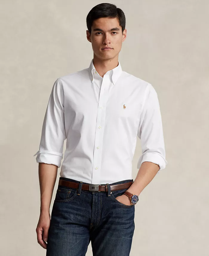 

Мужская хлопковая рубашка Purepress Oxford Polo Ralph Lauren, белый