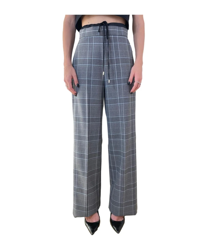 

Синие прямые брюки с атласными деталями Marella, синий