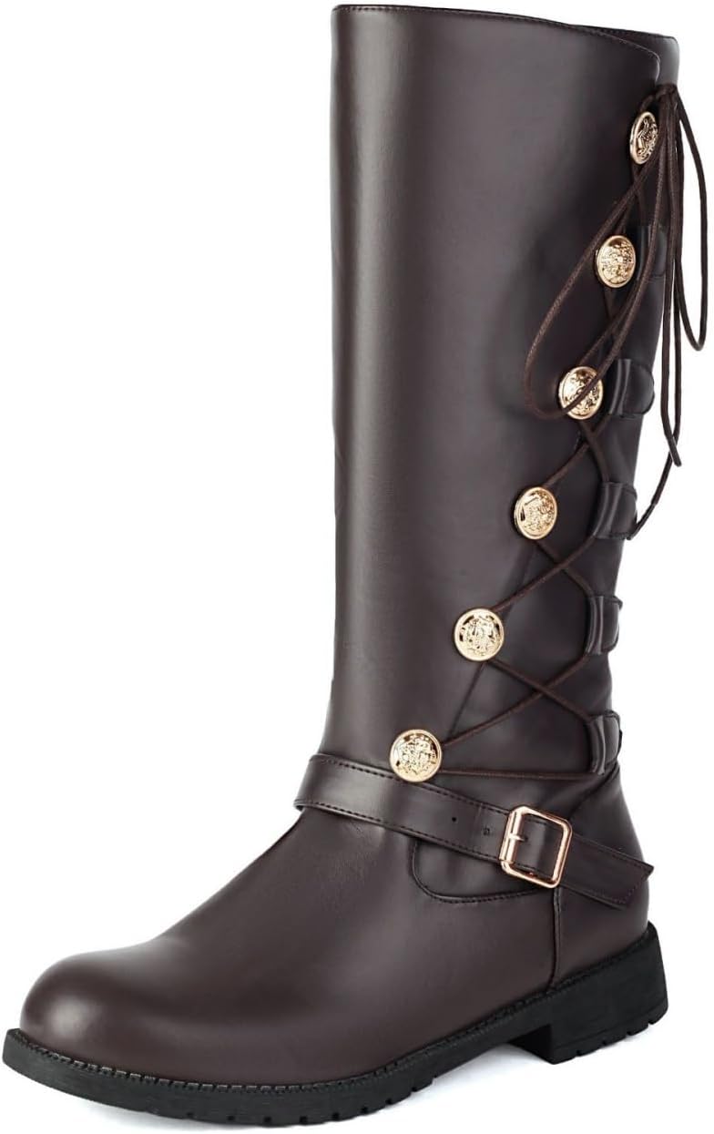 

Мужские кожаные зимние сапоги для верховой езды с круглым носком Houdbdol, коричневый