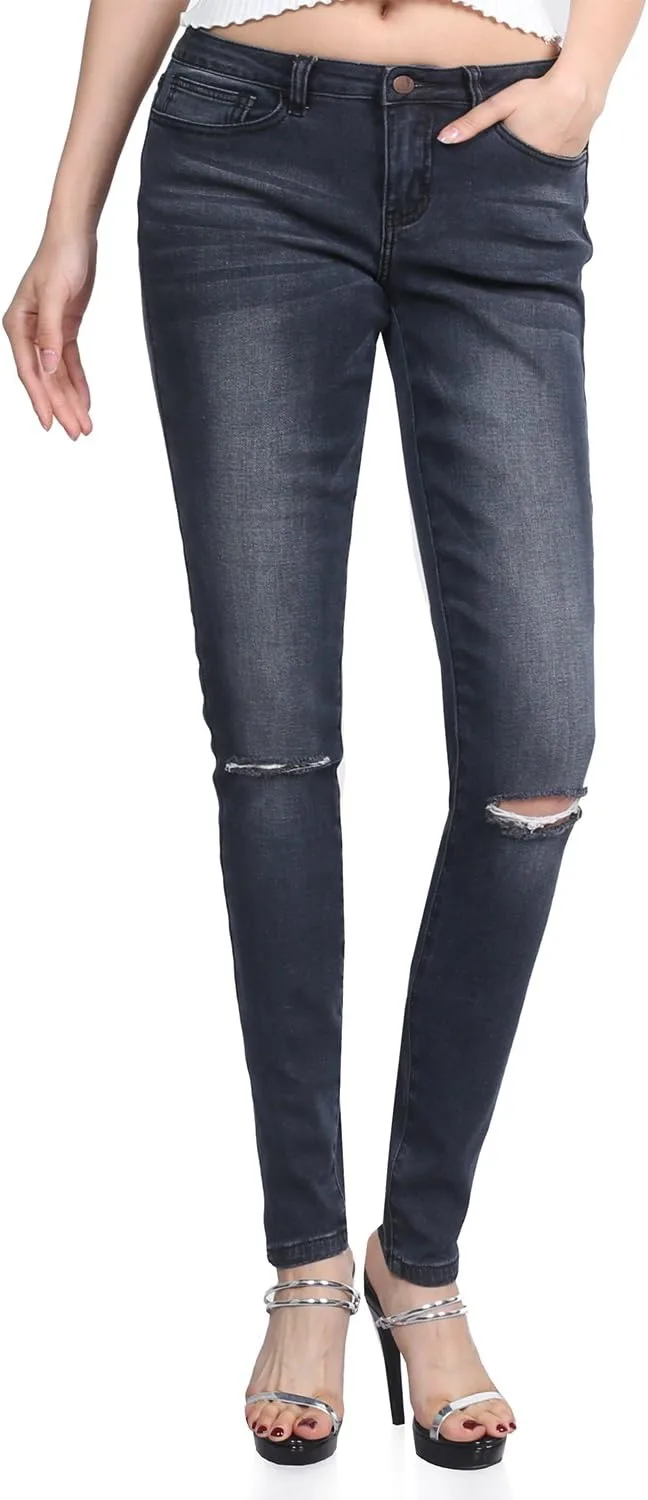 

Джинсы женские Skinny Made by Emma темно-синие Sandwashed Distressed