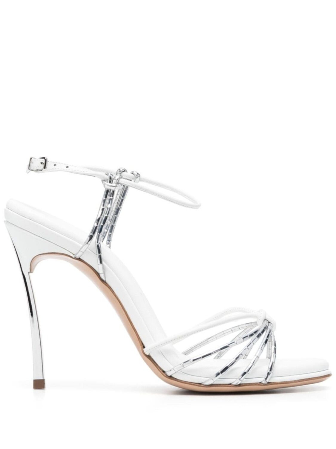 Casadei босоножки Blade 100 с эффектом металлик, белый