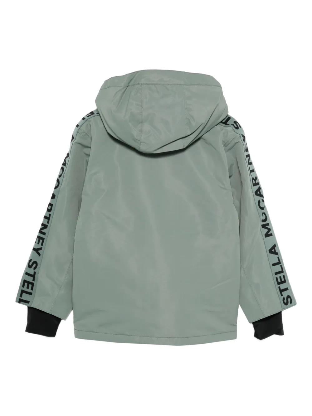 Пуховик на молнии с капюшоном Stella Mccartney Kids, зеленый — фото 2
