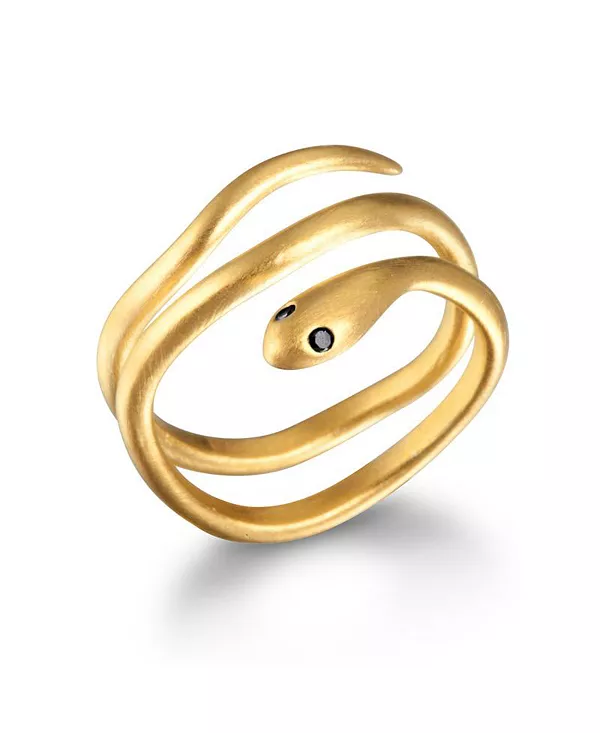 

Кольцо с черной змеей в виде золотых витков Satya Jewelry, gold