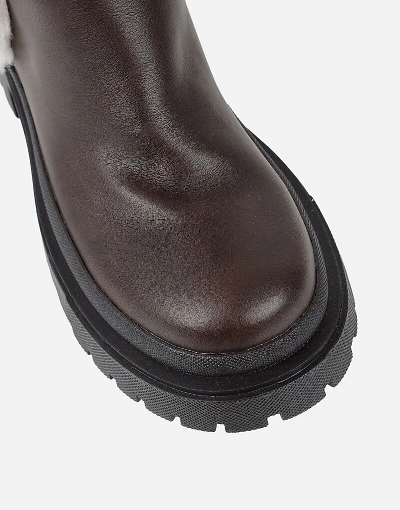 Массивные ботинки SIMMI Shoes Earhart с отделкой из искусственного меха коричневого цвета — фото 4