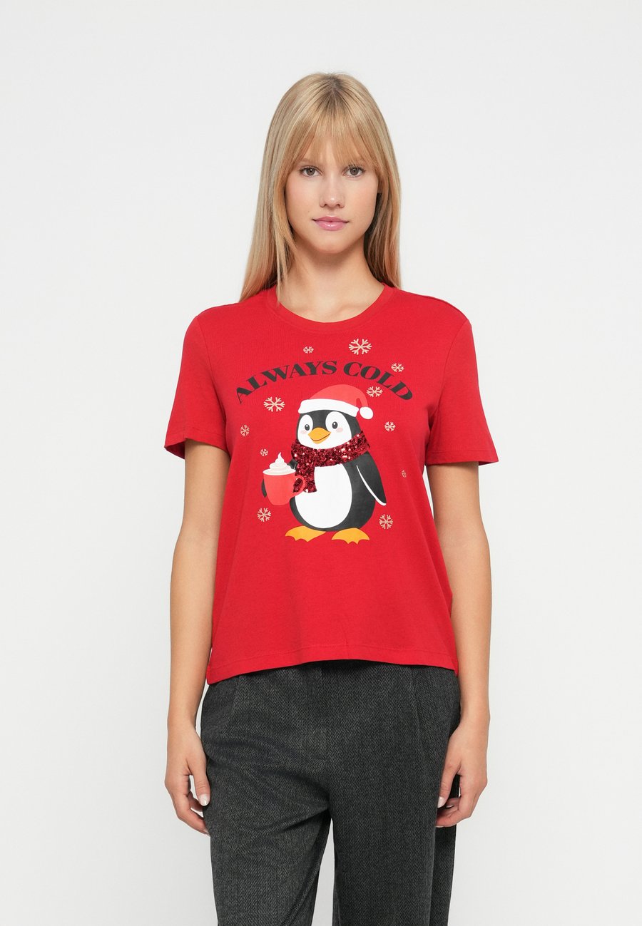 

Футболка ONLY ONLKITA LIFE BOX XMAS , Urban Red /Light Red