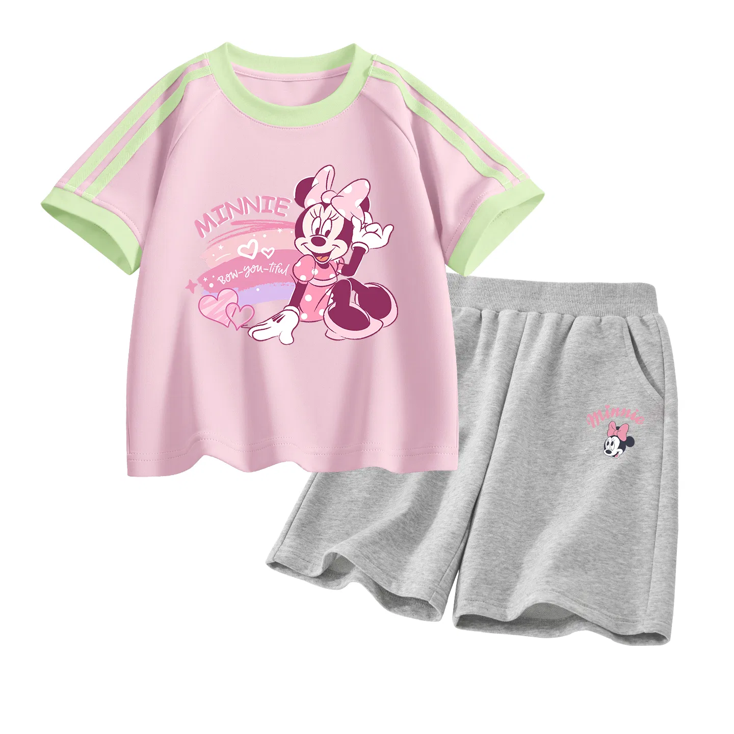 Детский спортивный костюм Casual Sportswear 2 Piece Set Disney, Di Rainbow Heart Mousse Pink+Di Eye-Catching K Gray