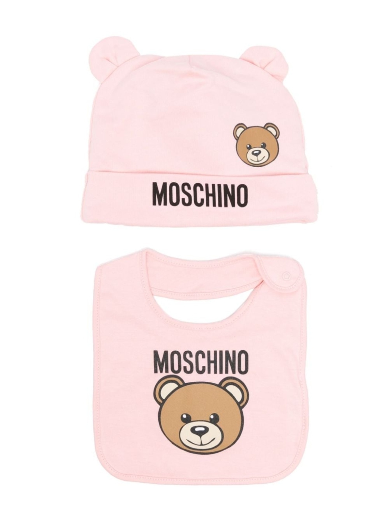 

Moschino Kids комплект Teddy Bear из шапки бини и нагрудника, розовый