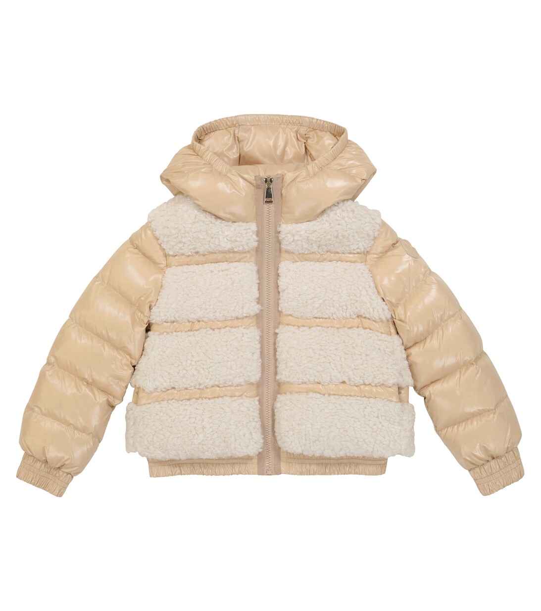 

Пуховик Gentiane с отделкой из искусственного меха Moncler Enfant, бежевый