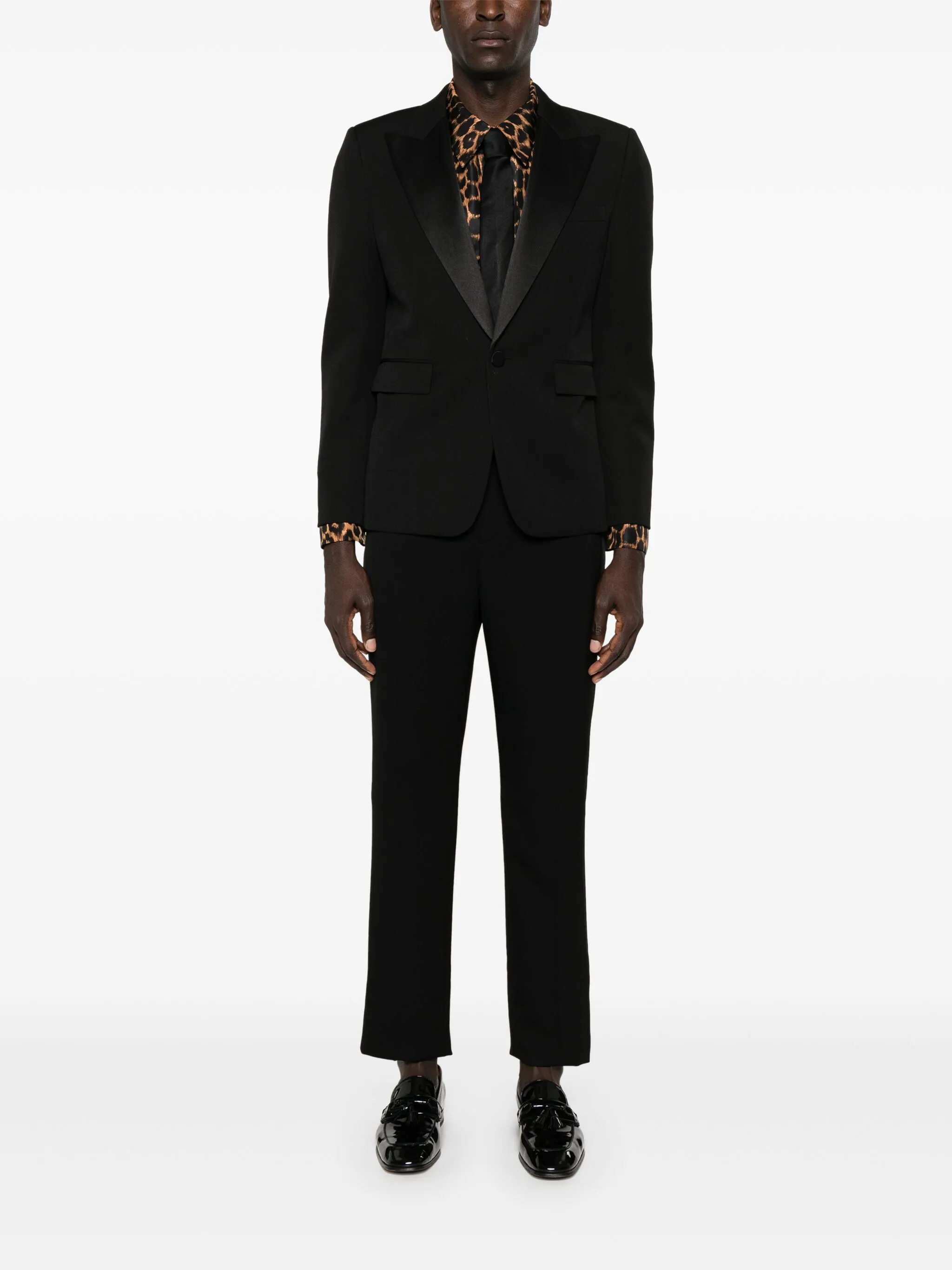 Шерстяные брюки строгого кроя Saint Laurent, черный — фото 2