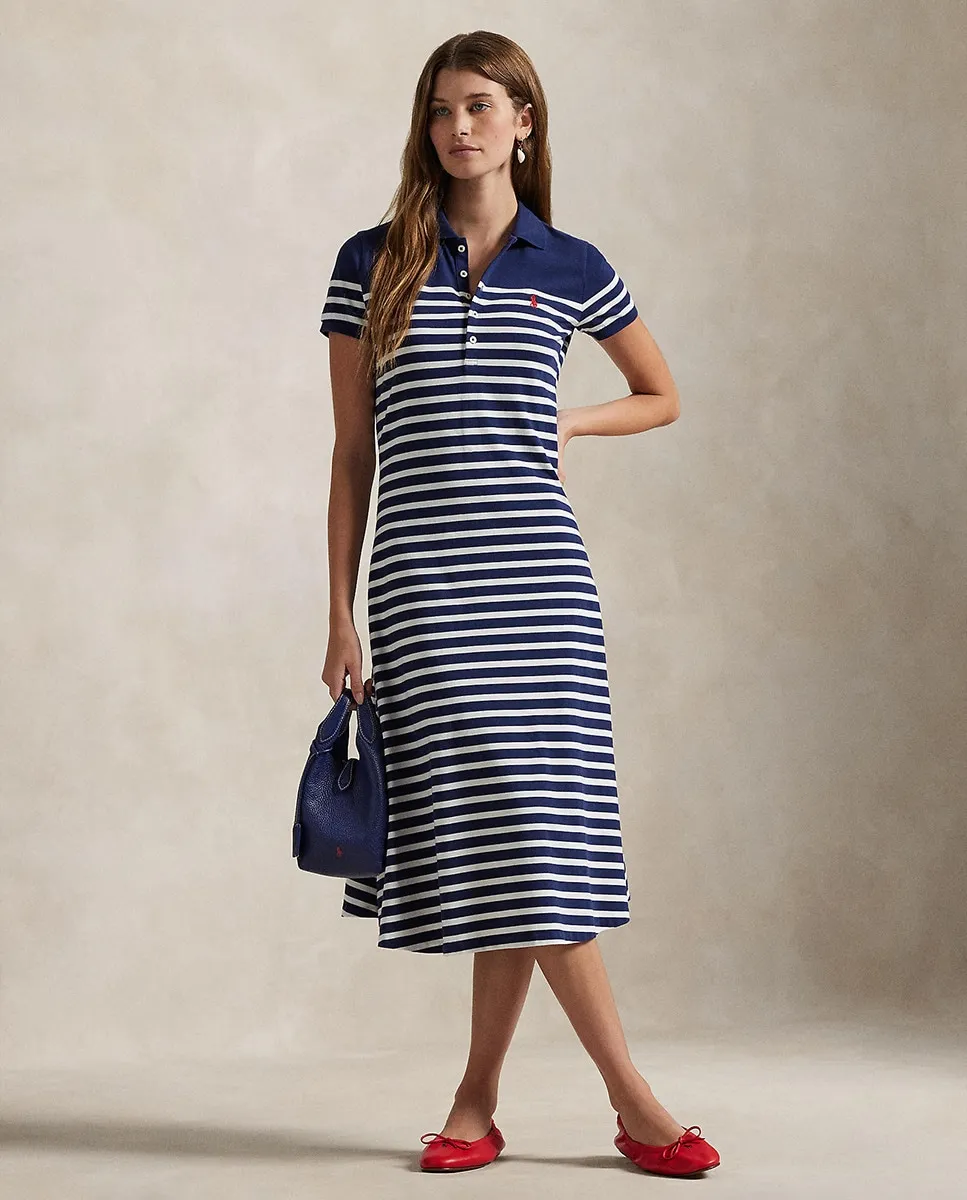 

Платье из хлопка с полосатым принтом Polo Ralph Lauren, тёмно-синий