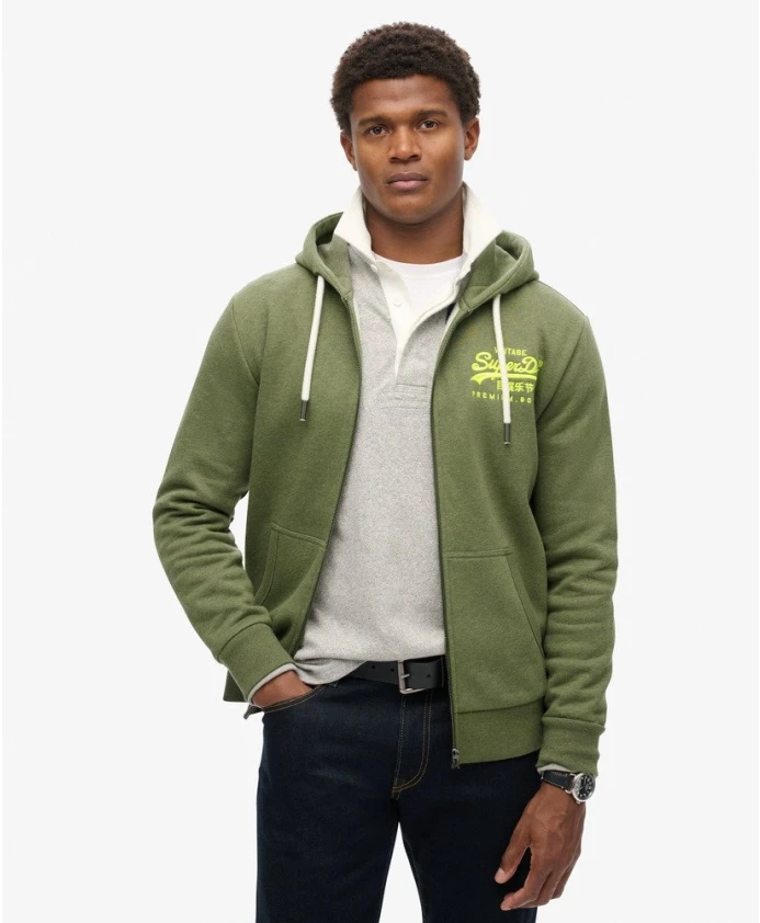 Худи Neon VL с графическим принтом, оливково-зеленого цвета. Superdry, зеленый — фото 2