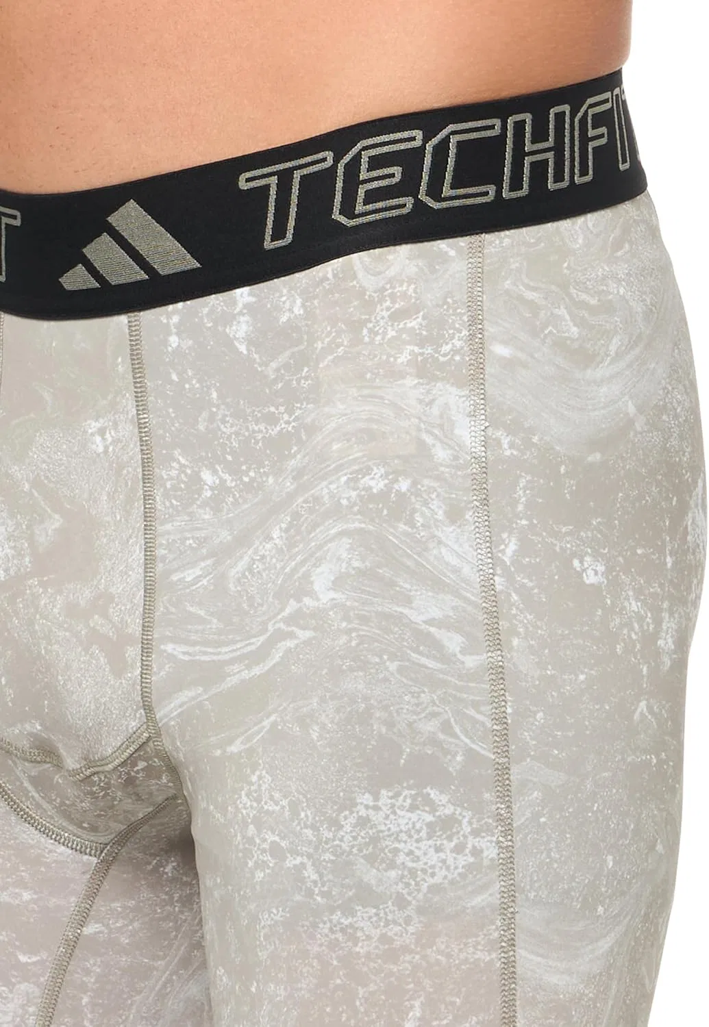 Мужские тренировочные леггинсы Adidas Techfit с принтом, серебряный — фото 3
