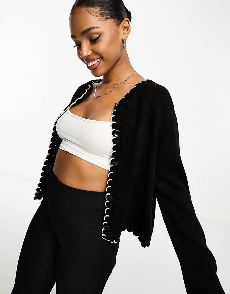 

Черный кардиган плотной вязки ASOS DESIGN