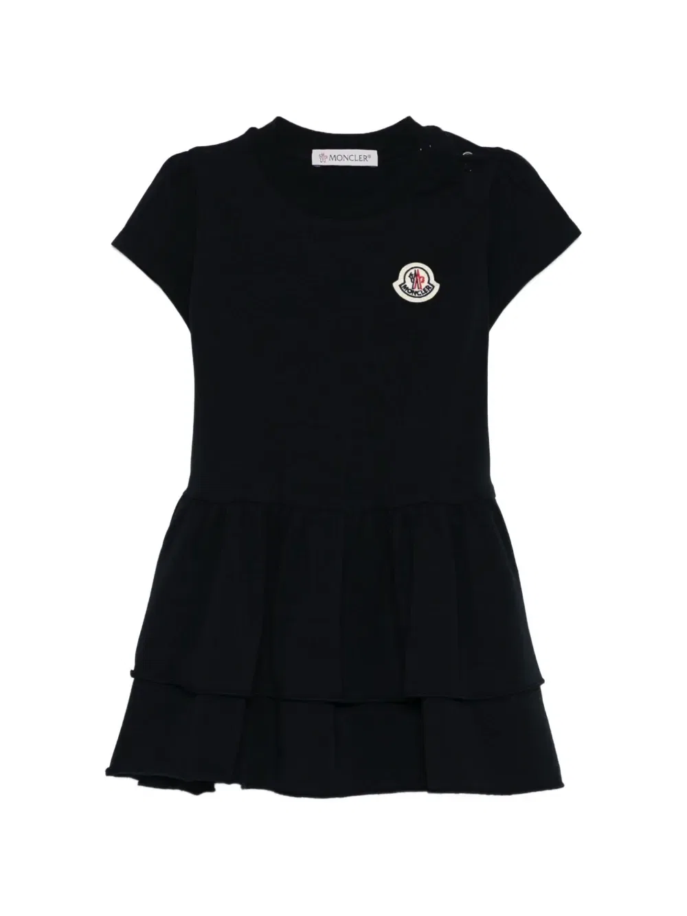 Многоярусное платье с нашивкой-логотипом Moncler Grenoble Kids, синий
