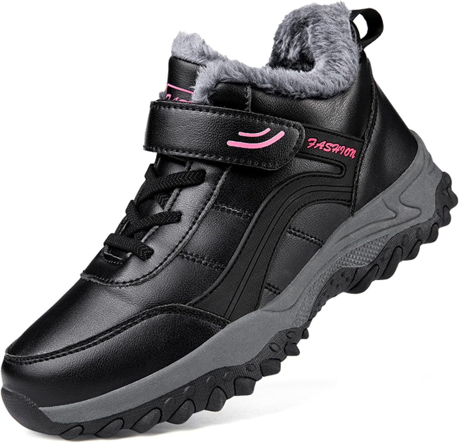 

Женские и мужские зимние сапоги для снега, теплые, с меховой подкладкой, противоскользящие Diycam, Black-women