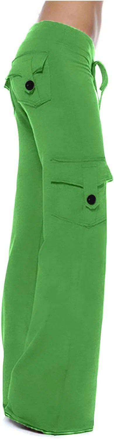 Брюки карго женские с высокой талией, широкие, йога, бренд Generic, цвет Mint Green — фото 4