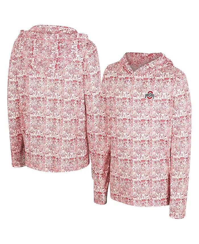 

Толстовка с капюшоном с принтом All-Over для больших мальчиков и девочек Scarlet Ohio State Buckeyes Colosseum