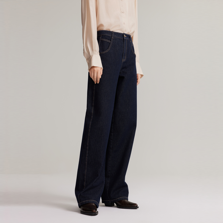 

ELLE Джинсы Women's Denim Blue утепленные широкие брюки