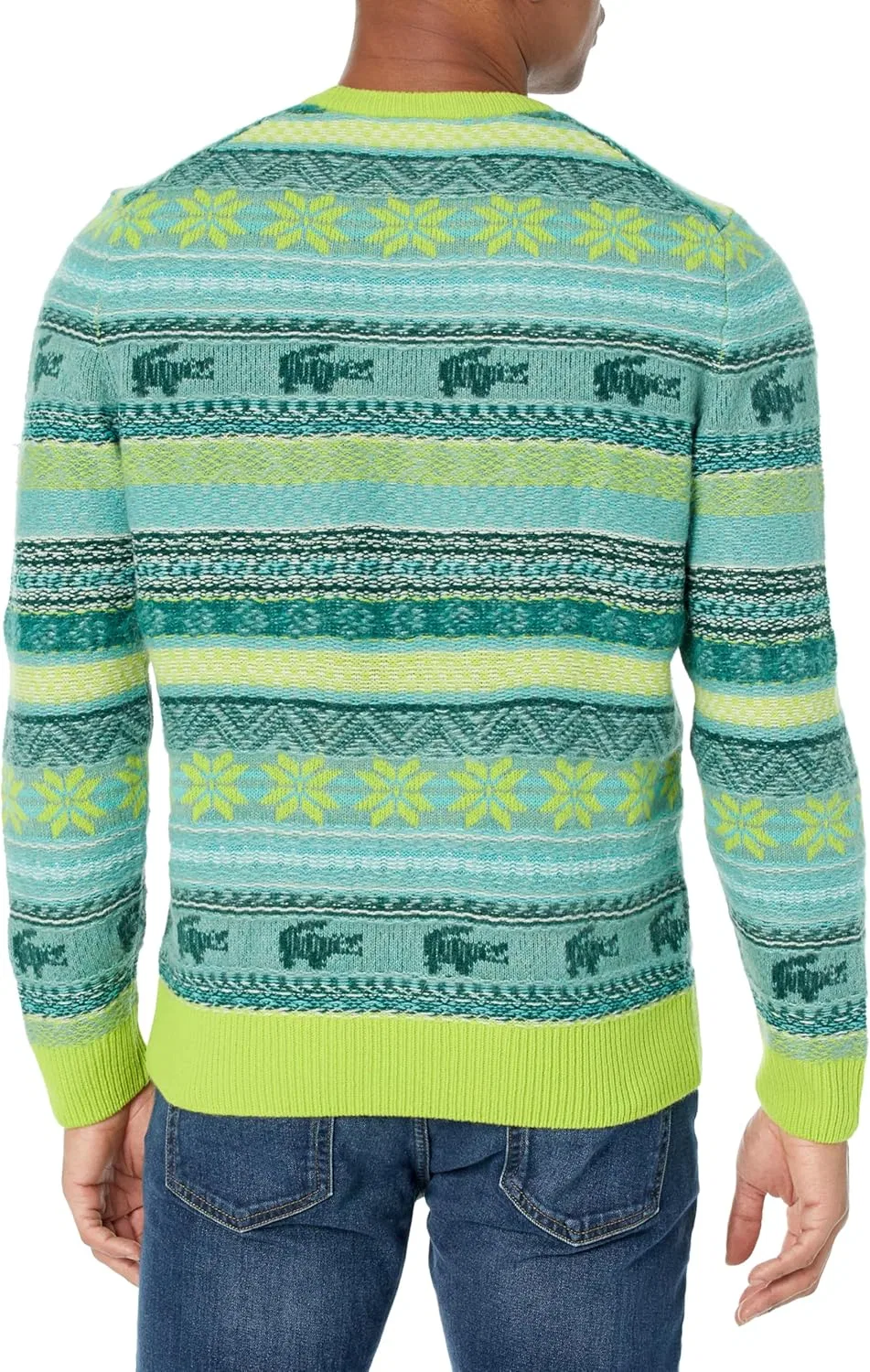 Свитер мужской Lacoste Fair Isle из смеси альпаки и шерсти, вязаный, синий — фото 2