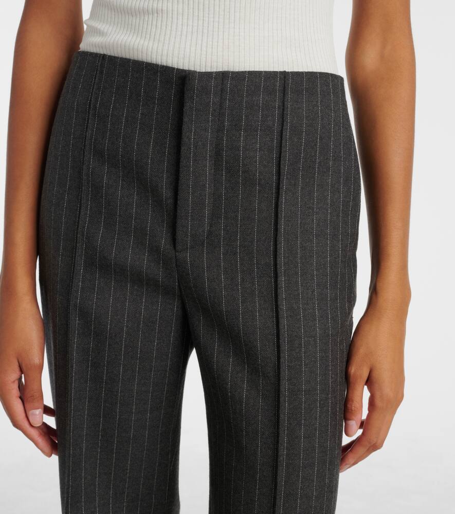 Брюки с принтом пинстрип из верджин вули с широкими штанинами Chloé, Charcoal Grey — фото 4