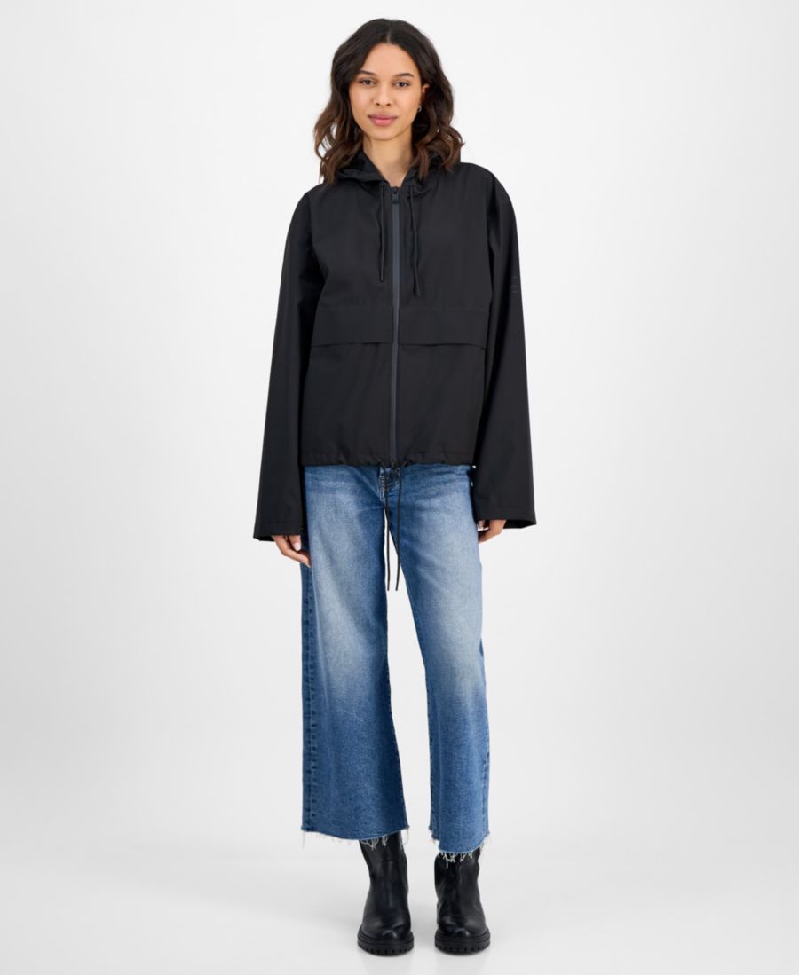 

Женская куртка с капюшоном на молнии и завязками Rains, Black