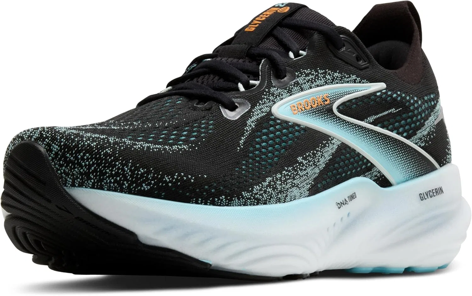 Мужские беговые кроссовки Brooks Glycerin 22 нейтрального цвета, Black Atomizer Blazing Orange