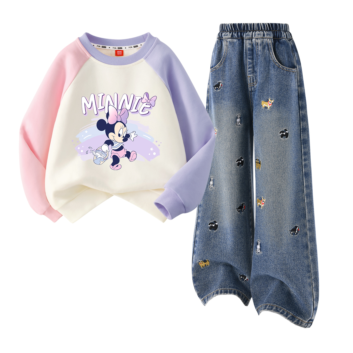 

Детская повседневная спортивная одежда Disney, Di Play Water Pink+Solid Color Denim Blue