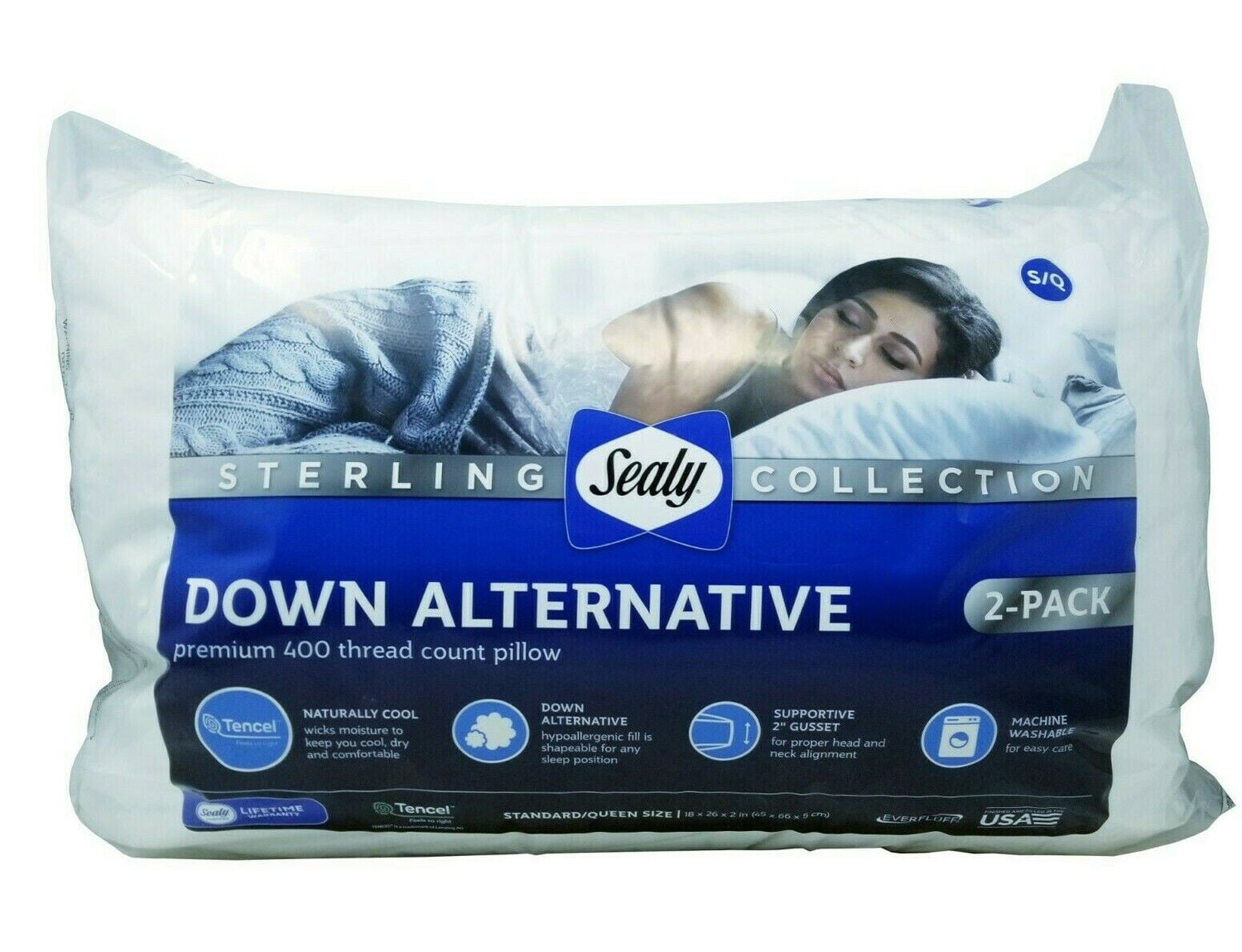 

Подушки пуховые Sealy Sterling Collection 400 Thread Queen, белый