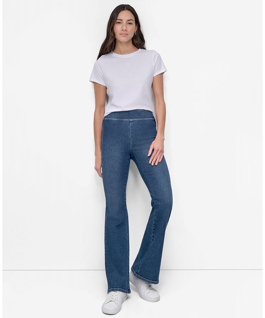 

Укороченные джинсы с высокой посадкой, расклешенными штанинами, надеваемые через голову DKNY Jeans, Laurel Hill