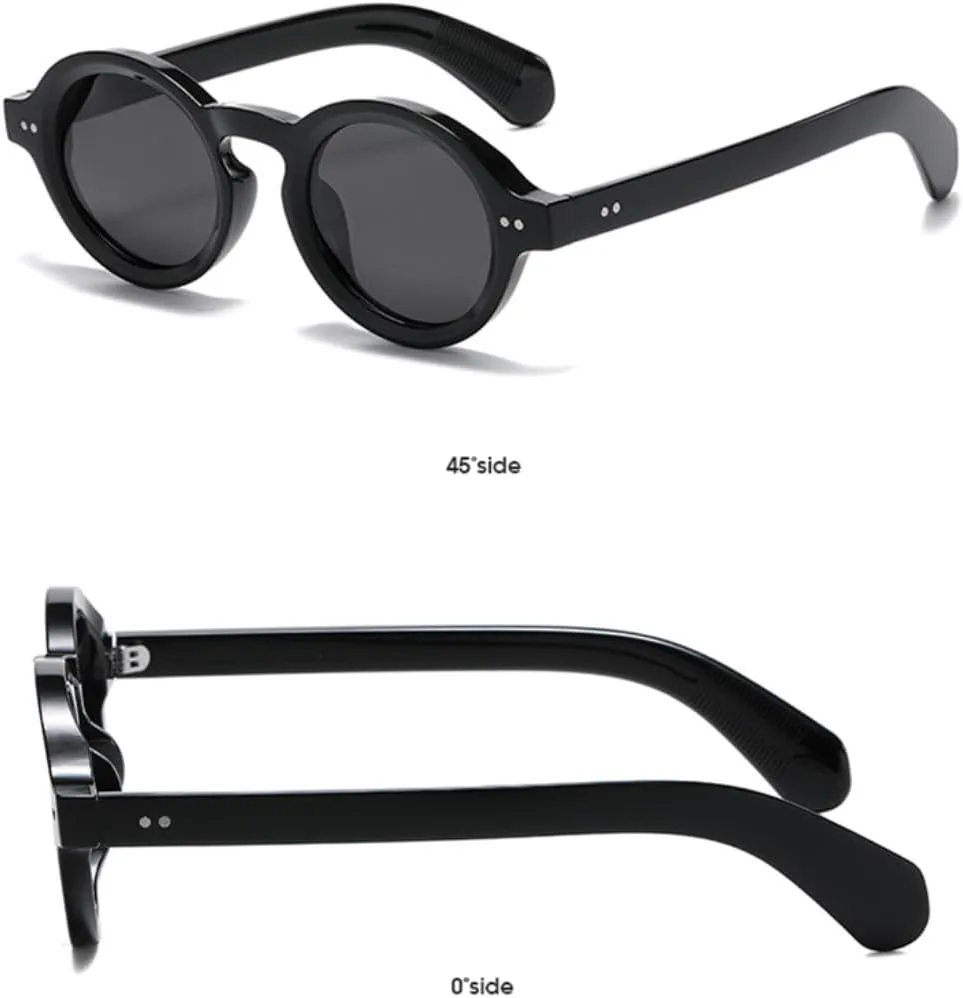 

Ретро круглые женские солнцезащитные очки с модными заклепками, мужские панк-очки с защитой от УФ-излучения UV400 и леопардовым принтом UATXTAU, Grey Clear