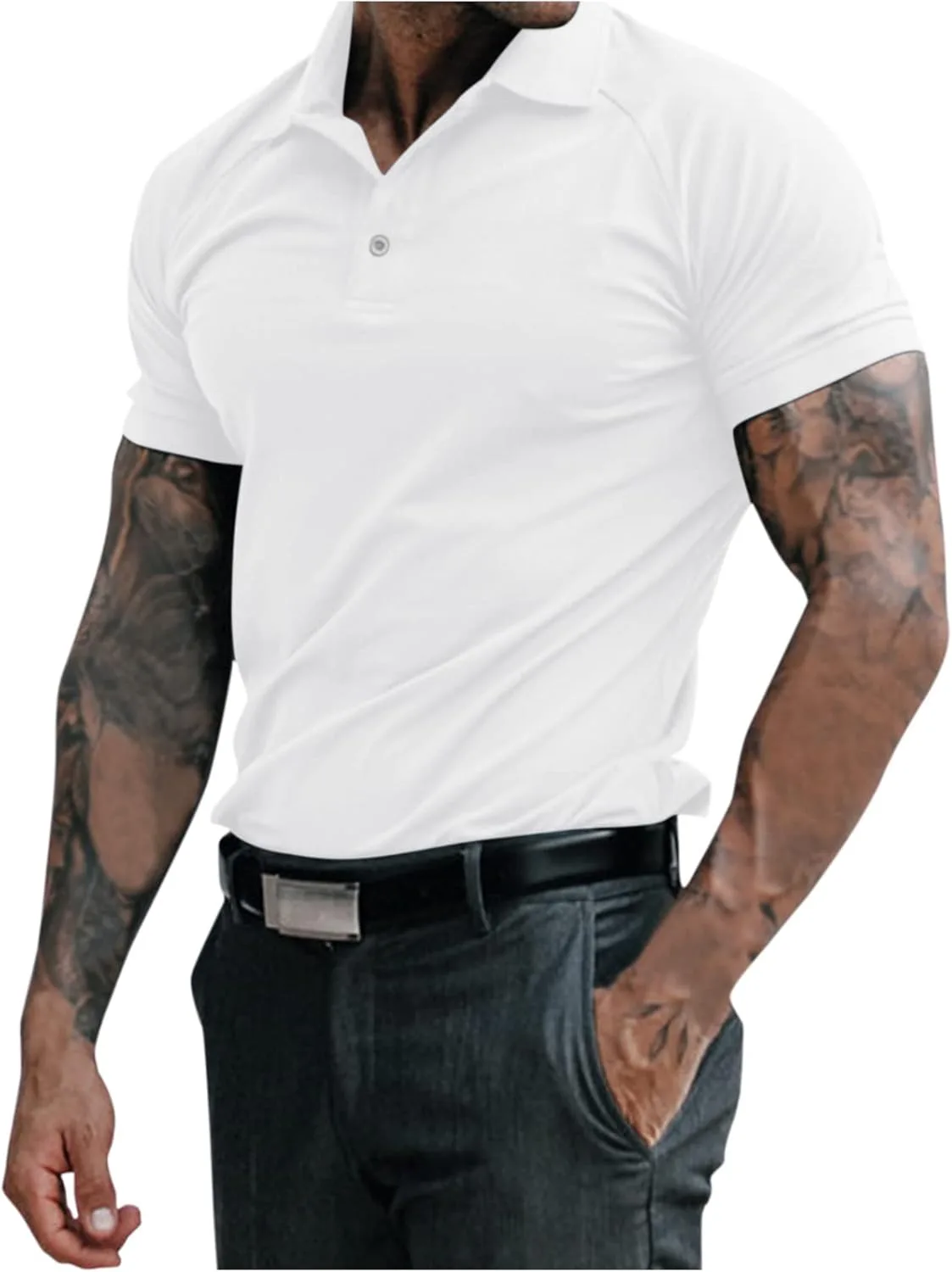 

Мужская футболка для спорта и отдыха с воротником, быстросохнущая и эластичная PETCDIM