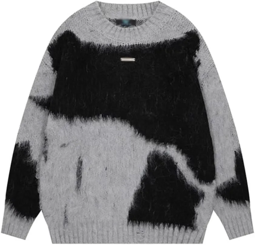 

Ретро свитер из мохера с цветным пэчворком Loose Couple OOAYDYWO