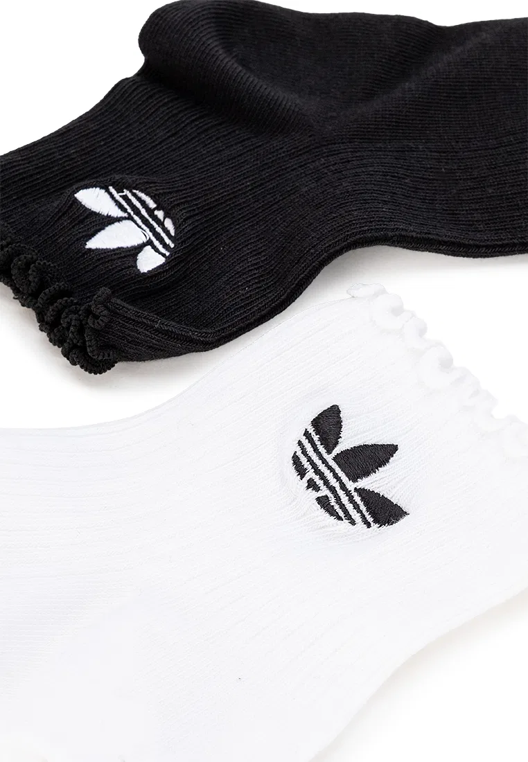 Носки женские, с оборками, Quarter Socks Adidas, белый/черный — фото 3