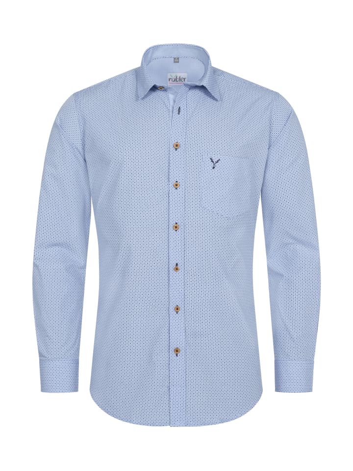 

Традиционная рубашка с длинными рукавами синего цвета Nübler