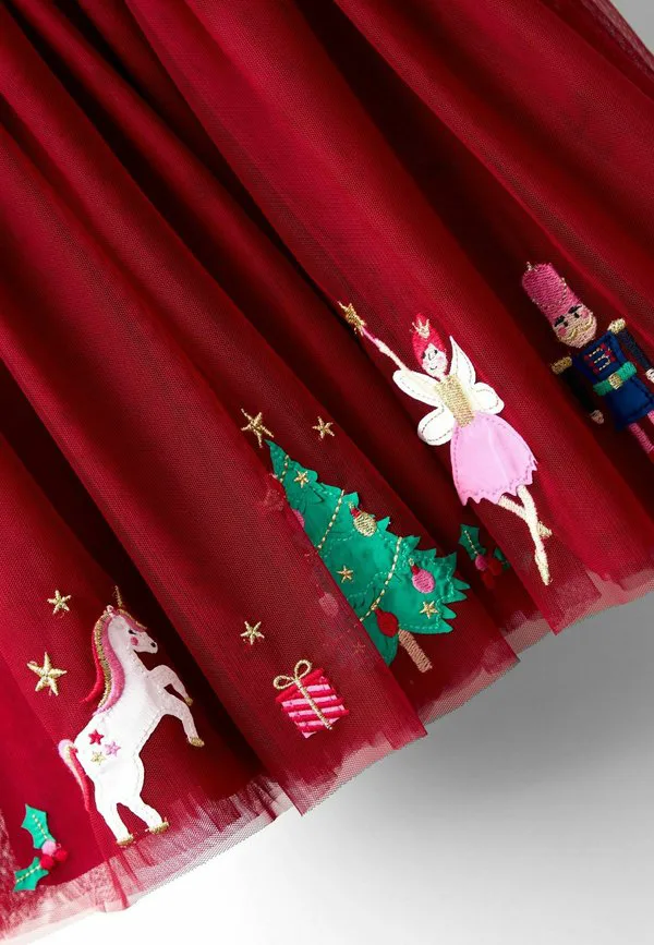 Элегантное платье прямого кроя с аппликацией Jojo Maman Bébé, Red Christmas Friends — фото 3