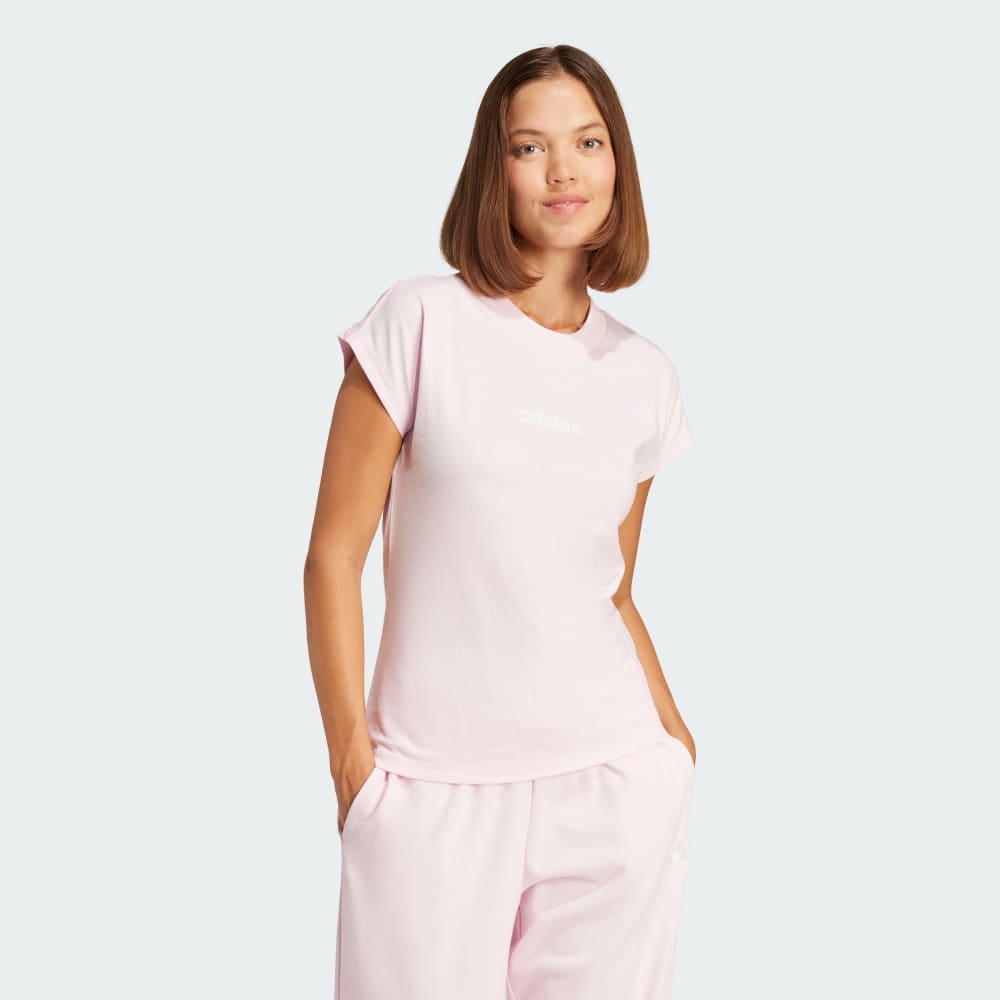 

Футболка Adidas Essentials Linear Cotton Tee, цвет Clear Pink/White