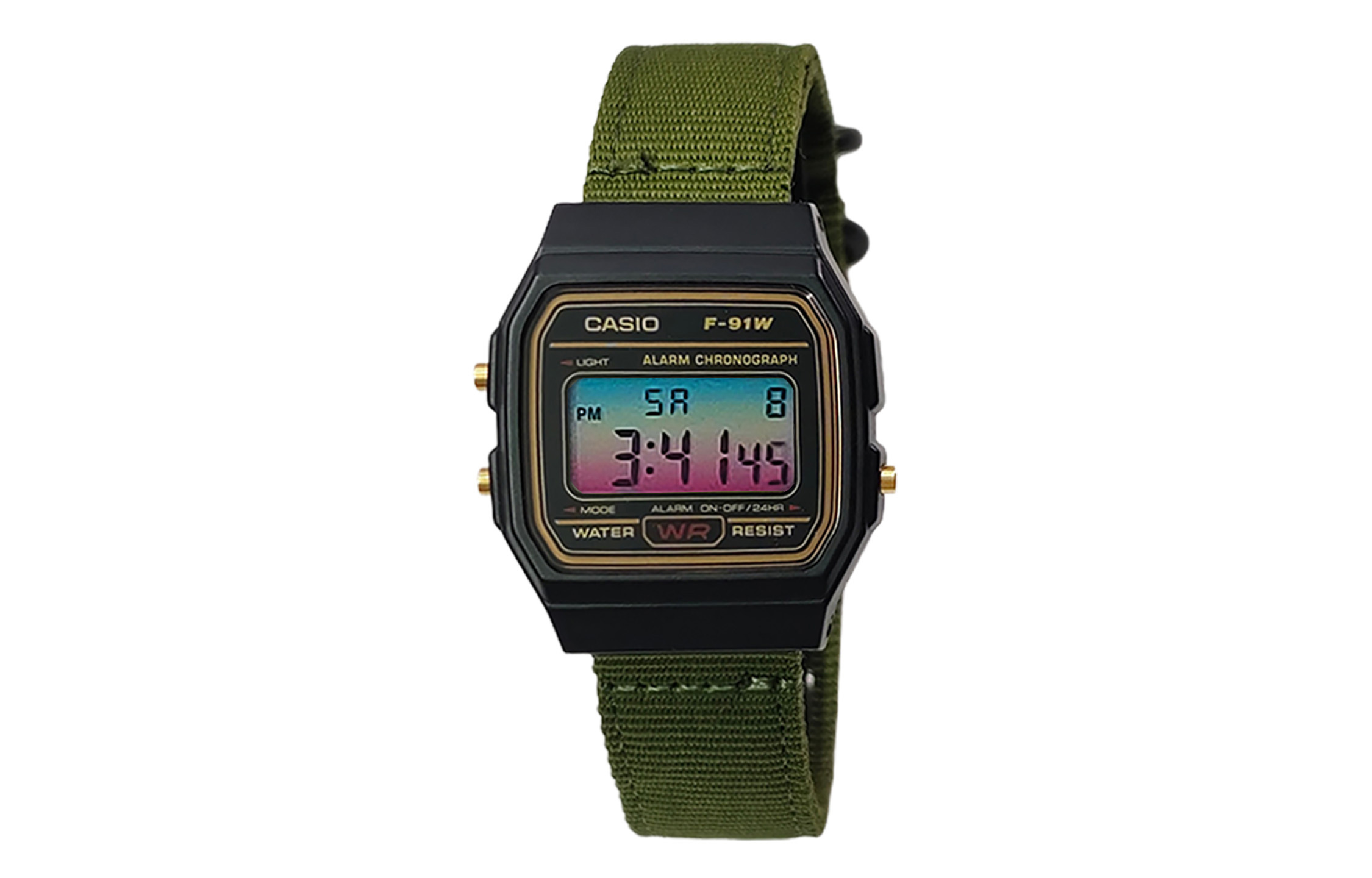 

CASIO Мужские часы Retrofit Series с кварцевым механизмом и нейлоновым ремешком, черный циферблат