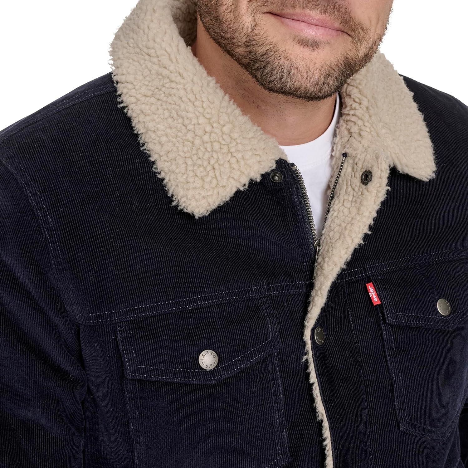 Мужская джинсовая куртка Levi's Cotton Trucker, Navy Corduroy — фото 4