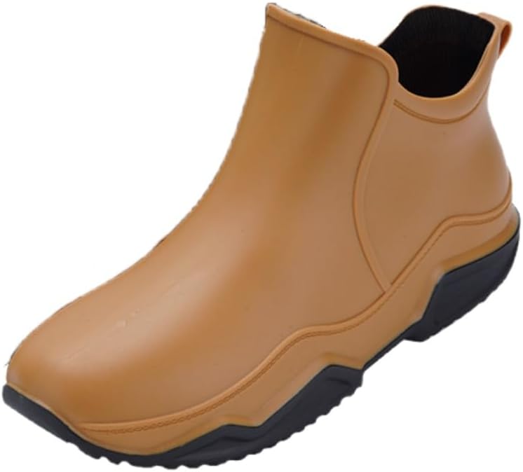 

Мужские дождевые туфли - низкие с противоскользящей подошвой, водонепроницаемые плоские туфли Fusecottc, Camel