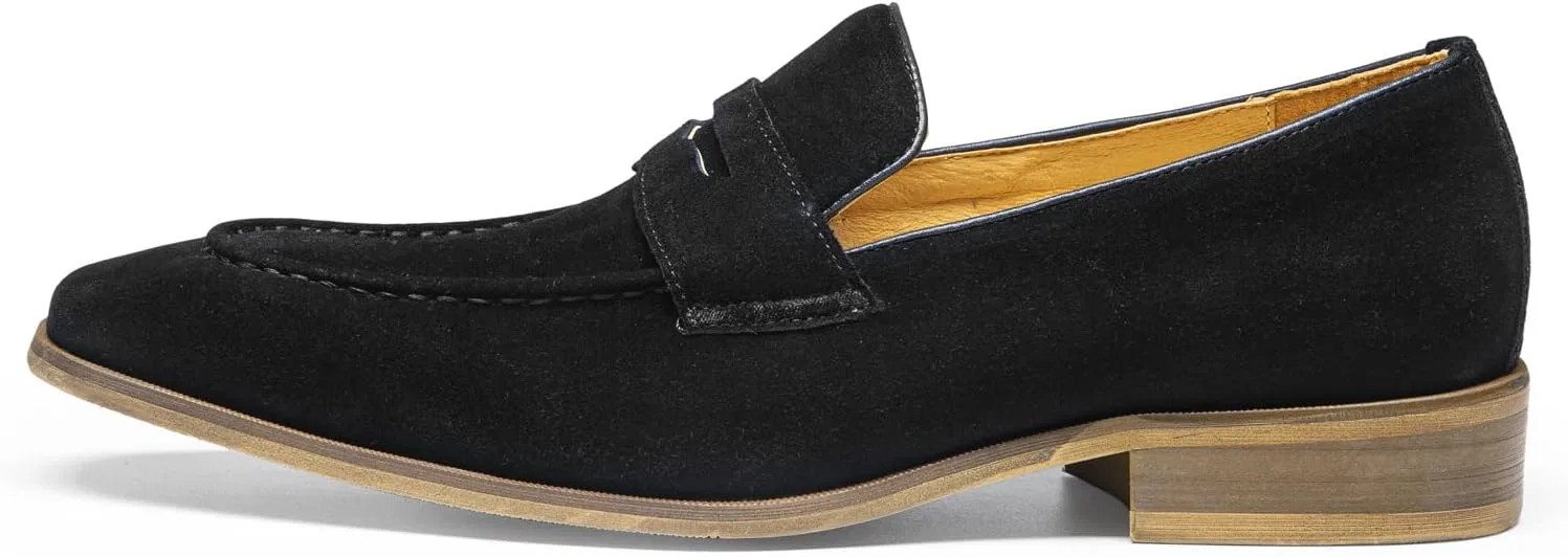 Лоферы формальные итальянская телячья кожа Signature Penny Loafers, Black(suede) FIAVOM — фото 3