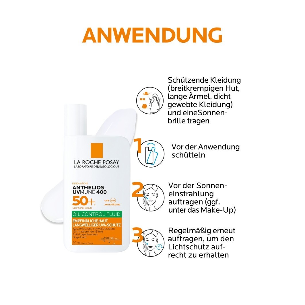 Солнцезащитный крем anthelios uvmune 400 oil control fluid La Roche Posay, объем 50 мл — фото 2