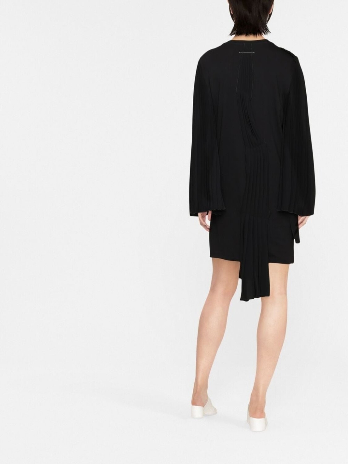 MM6 Maison Margiela платье асимметричного кроя со складками, черный — фото 3