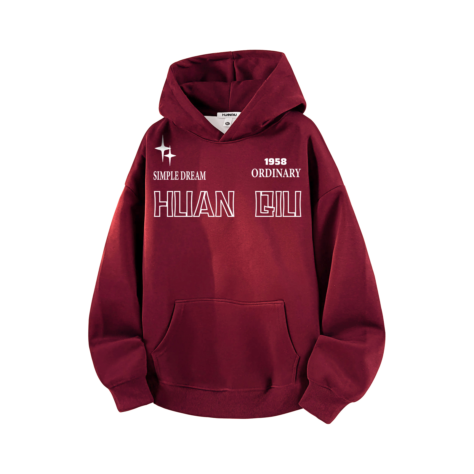 

Толстовка Unisex Hooded Moderate Heavyweight HUANQIU, burgundy