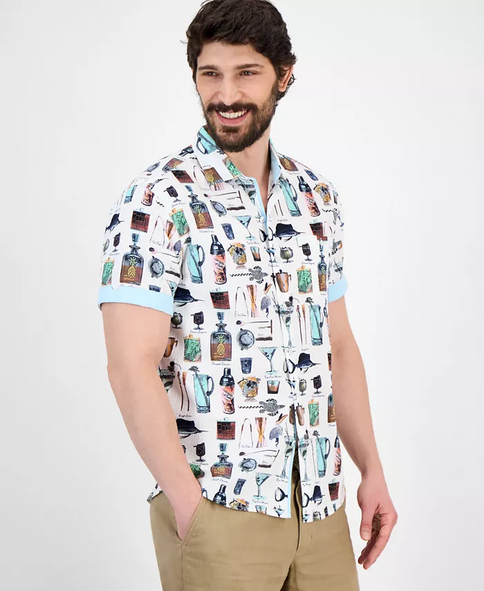 

Мужская рубашка Nova Wave Well Stocked классического кроя с принтом, из пике, на пуговицах Tommy Bahama, белый