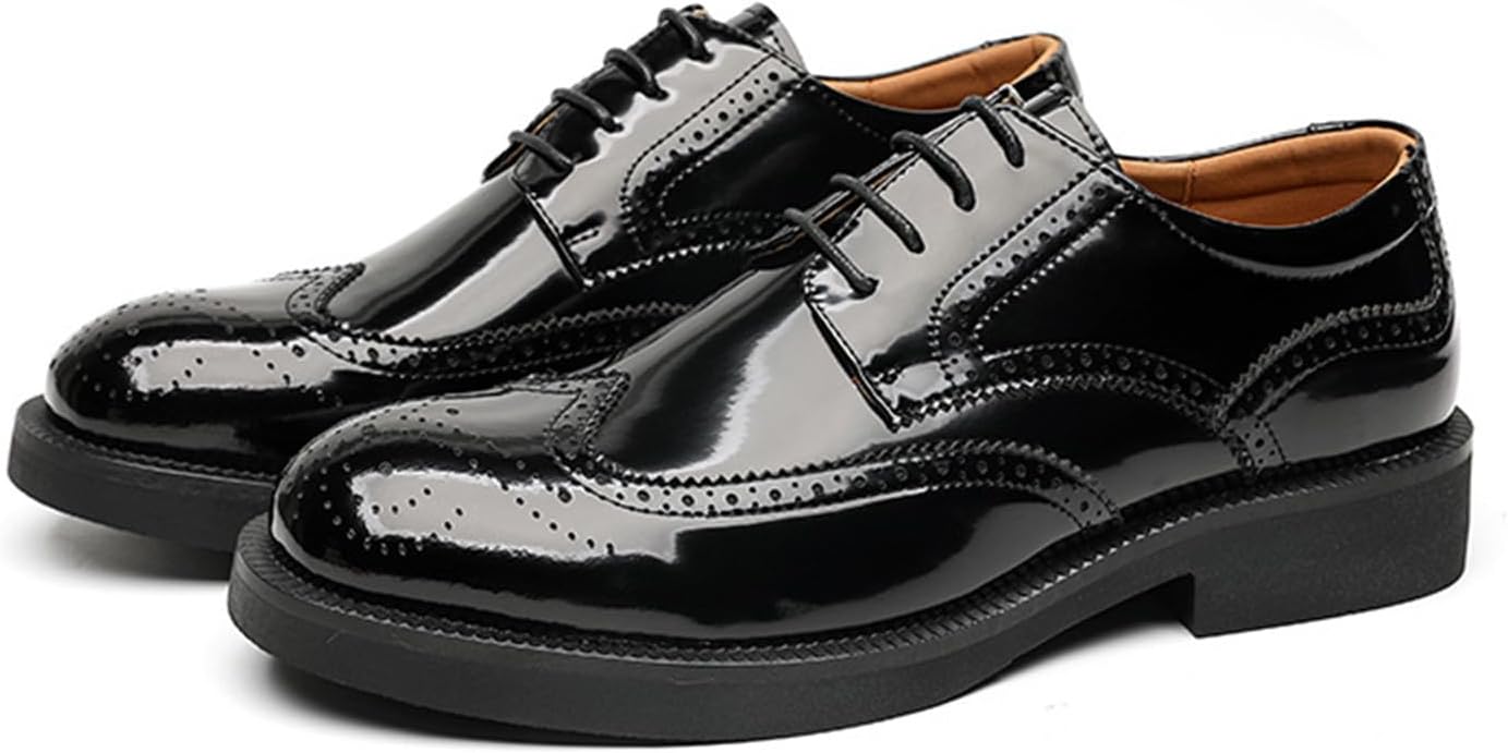 

Мужские туфли KYOESCAI на шнуровке, деловые оксфорды, формальная обувь, черная лаковая кожа, броги-дерби для мужчин