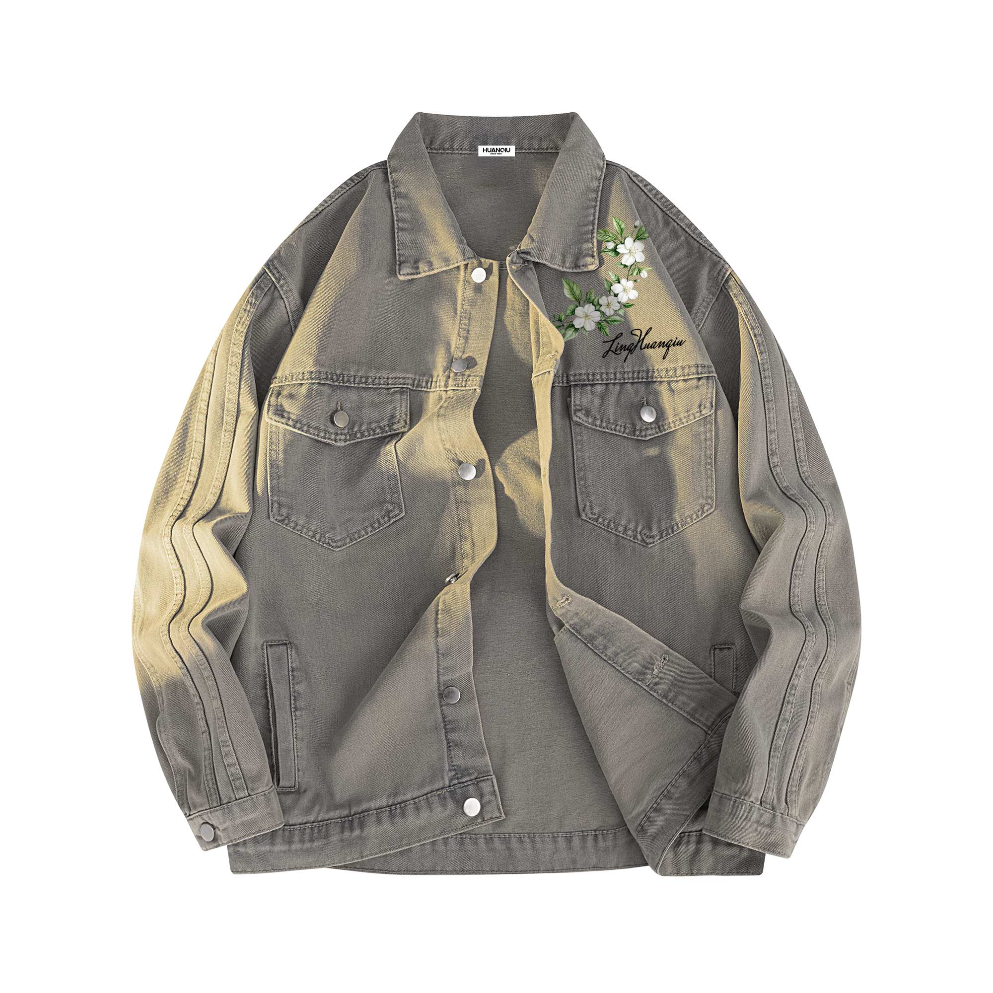 

Джинсовая куртка Unisex Lapel Moderate Print HUANQIU, желтый mud