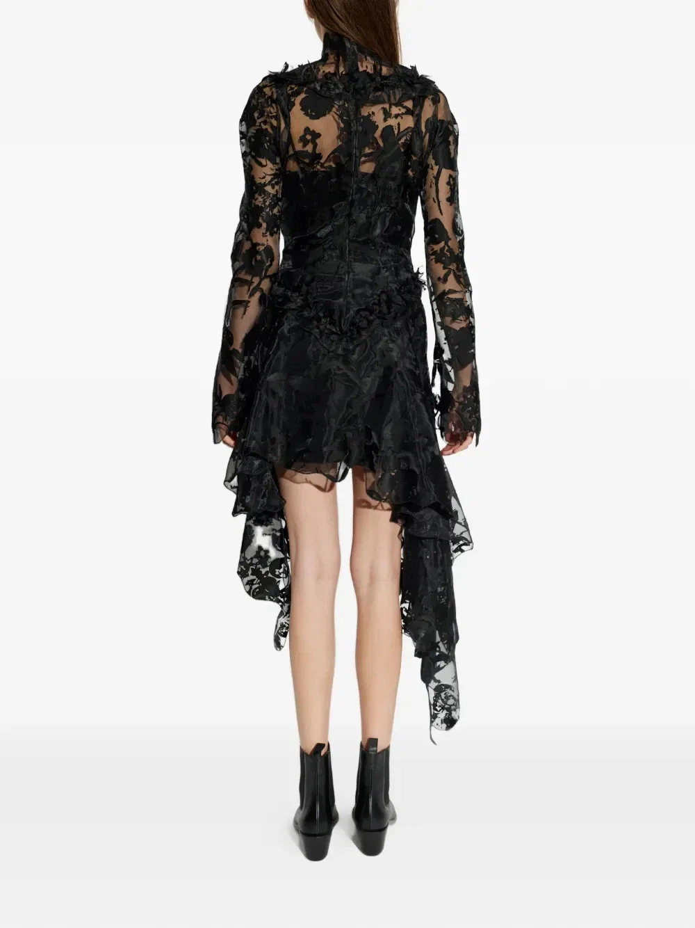 Асимметричное платье с оборками Alexander McQueen, черный — фото 4